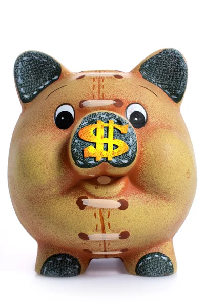 Banco Piggy, isolado em branco com — Fotografia de Stock