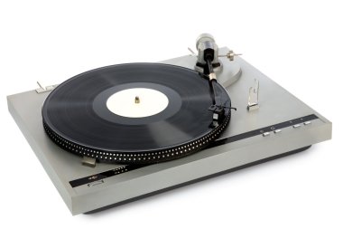 Stylish turntable with vinyl record clipart