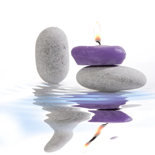 Candle and River Stones — Stock Photo, Image