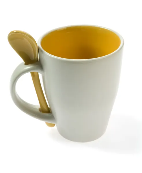 Original mug with spoon isolated — Stock Photo, Image