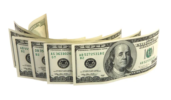 Dólares sobre fondo blanco . —  Fotos de Stock