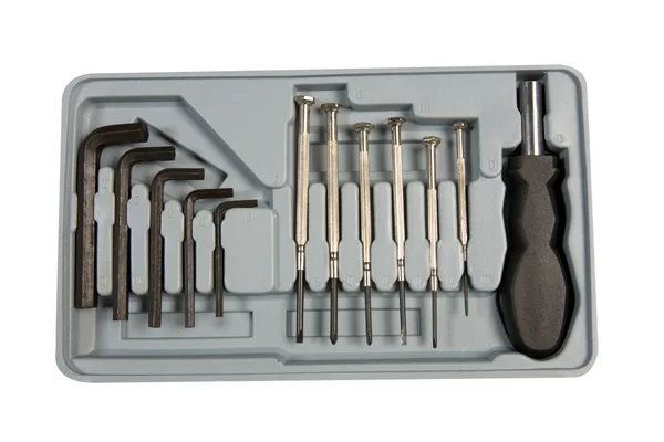 Caixa de ferramentas com várias ferramentas diferentes — Fotografia de Stock