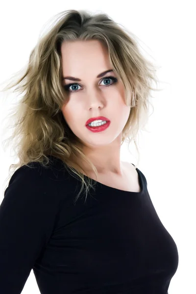 Porträtt av blondin med blå ögon — Stockfoto