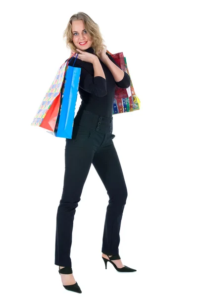Expressive woman shopping Stock Photo