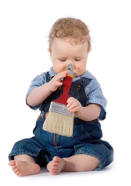 Hermoso bebé con pincel —  Fotos de Stock