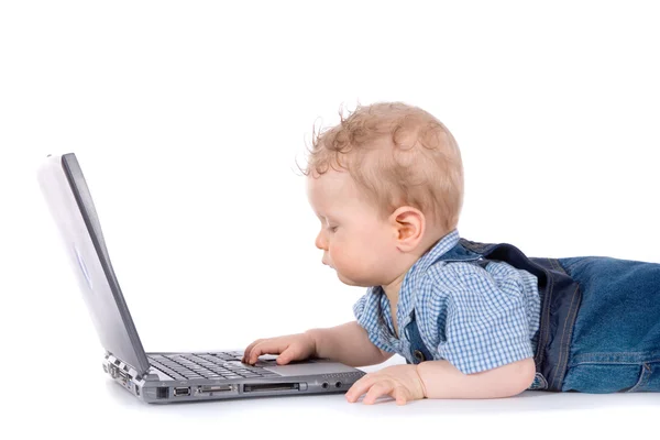stock image Baby with laptop