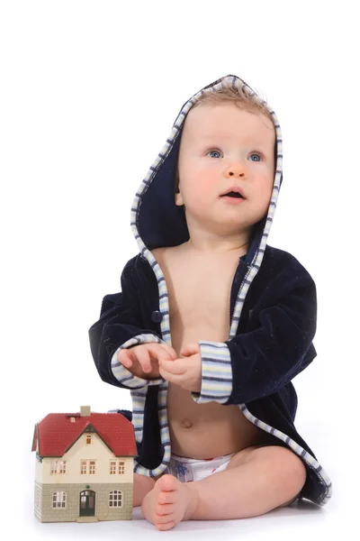 Baby with house model — Stock Photo, Image