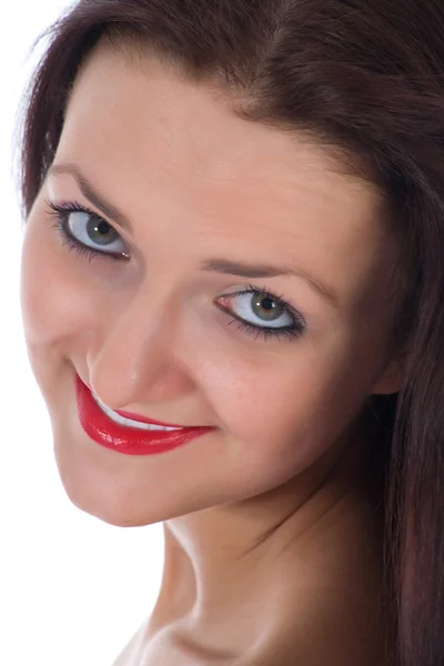 Portrét bruneta s modrým okem — Stock fotografie