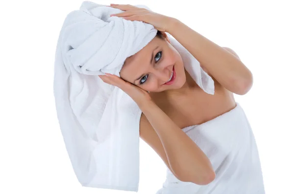 Menina bonita com toalha — Fotografia de Stock