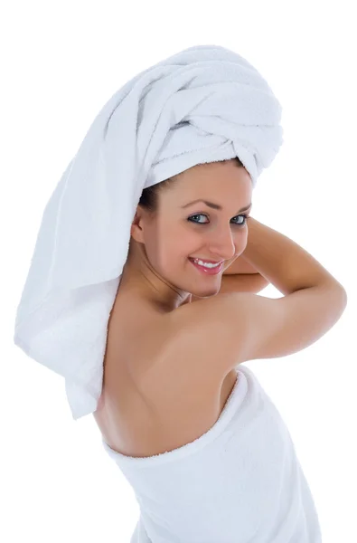 Όμορφη κοπέλα με πετσέτα — Φωτογραφία Αρχείου