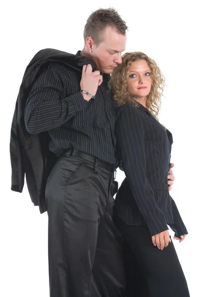 Молода пара в чорній сукні — стокове фото