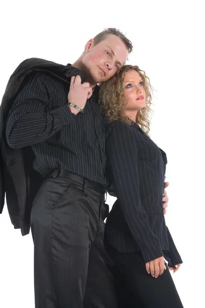 Young couple in black dress — Stock Photo, Image