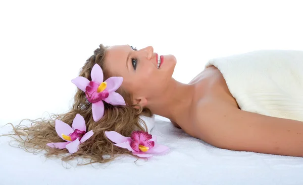 Mulher atraente recebendo tratamento de spa — Fotografia de Stock