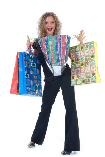 Expressive woman shopping — Stockfoto