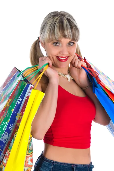 Mujer expresiva de compras —  Fotos de Stock