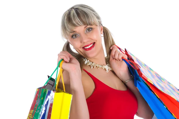 Espressiva donna shopping — Foto Stock