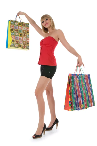 Mulher expressiva compras — Fotografia de Stock