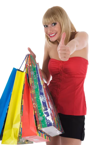 Espressiva donna shopping — Foto Stock