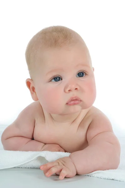 Младенец на белом — стоковое фото