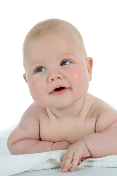 Bambino piccolo su bianco — Foto Stock