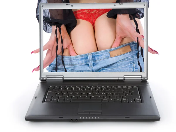 빨간 끈으로 여성 엉덩이 — 스톡 사진