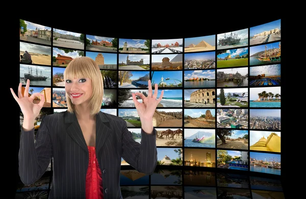 Fernsehen, Kommunikation und Reisen — Stockfoto