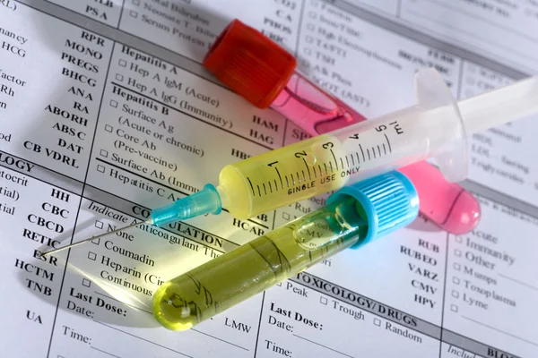 stock image Close up of syringe with test tube