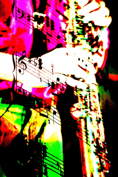 Саксофонна суміш музичних нот — стокове фото