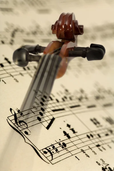 Скрипка і музичні ноти — стокове фото