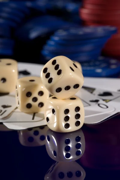 Stock image Playing card chips, and dice