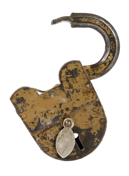 Old padlock isolated on white — Stock Photo, Image