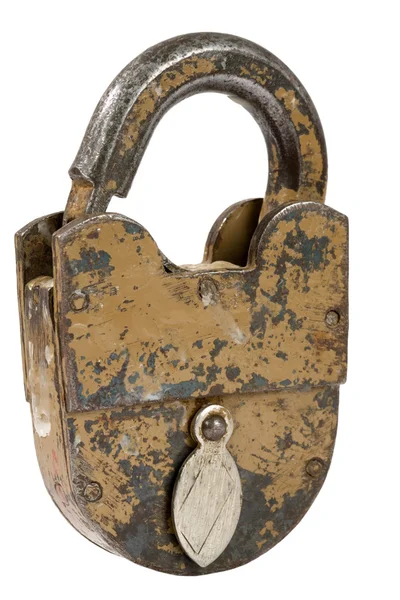 Old padlock isolated on white — Stock Photo, Image
