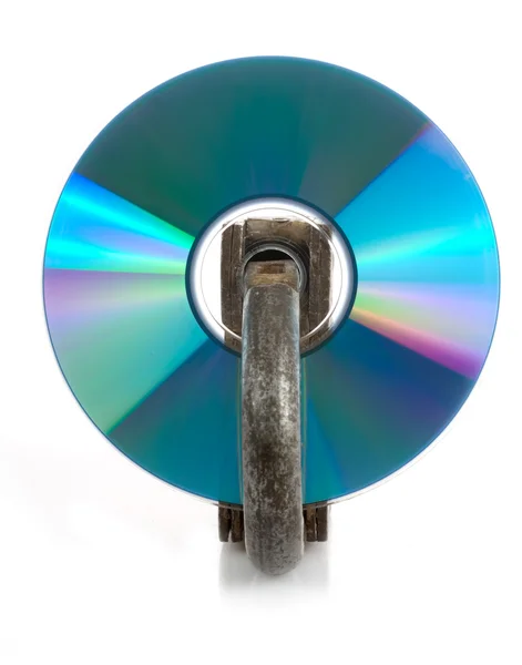 Cd 光盘和挂锁 — 图库照片