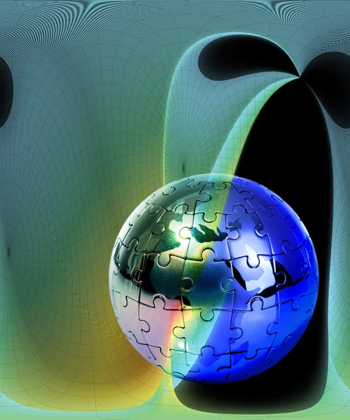 Globus-Rätsel auf abstraktem Hintergrund — Stockfoto