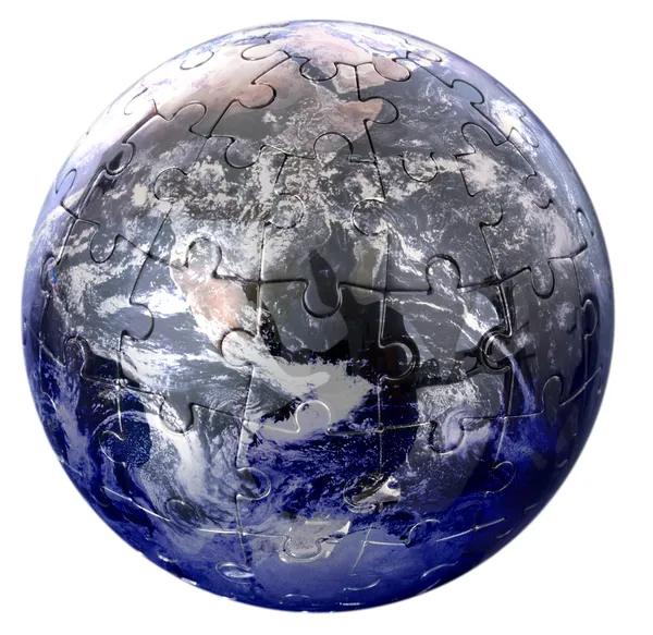 Puzzle Globe sur fond blanc — Photo