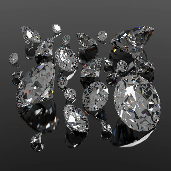 Klenot diamanty na černém povrchu — Stock fotografie