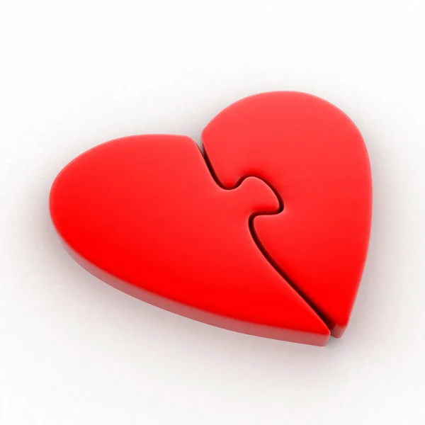 Coração vermelho na forma de um quebra-cabeça — Fotografia de Stock