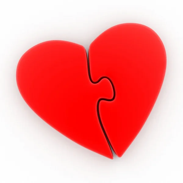 Egy nagy piros szív egy puzzle formájában — Stock Fotó