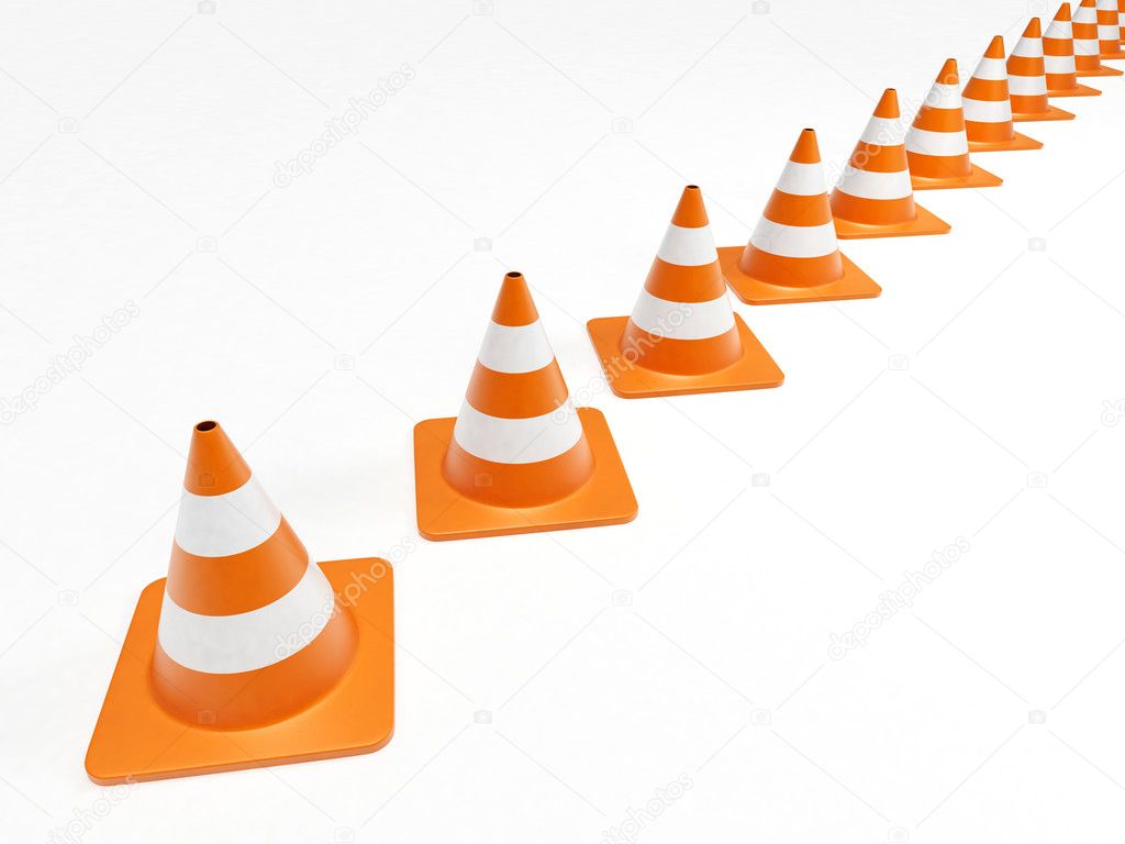Row of orange traffic cones