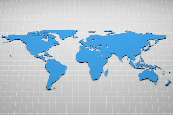 Niebieska mapa świata — Zdjęcie stockowe