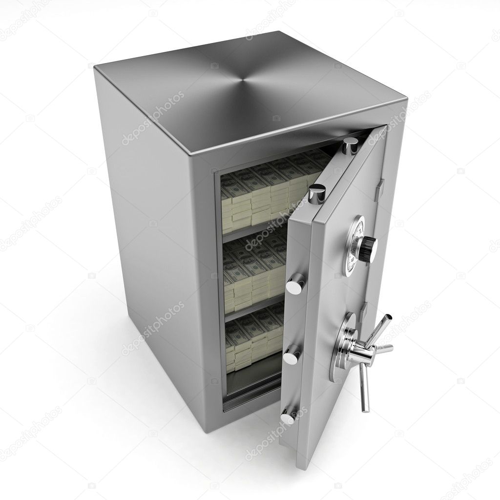 Bank safe with money