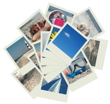 Stack of vacation travel photos clipart