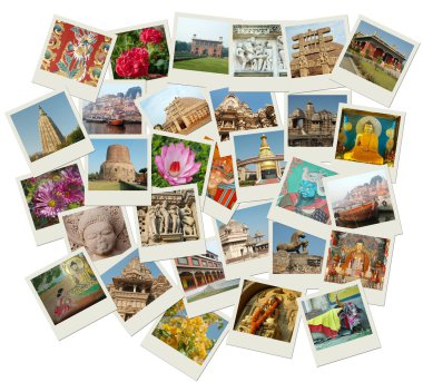 Stack of photos with India landmarks clipart