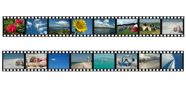 Set of filmstrips with travel photos — Stock Photo, Image