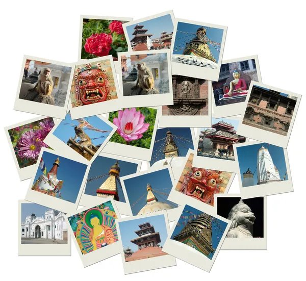 Stack of photo shots with Nepal landmark — Stock Photo, Image