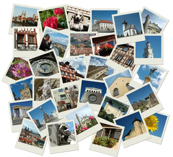 Stack of snapshots with Europe landmarks — Stock Photo, Image