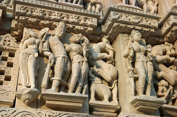 Szczegóły vishnavath świątyni, khajuraho, — Zdjęcie stockowe