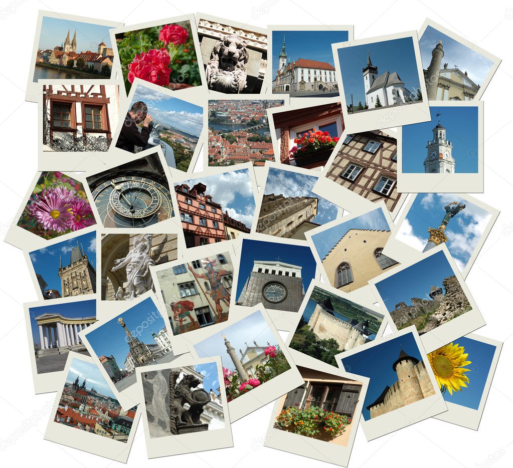 Stack of snapshots with Europe landmarks