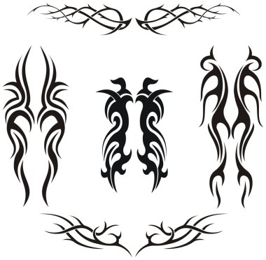 Set of vector tribal tattoos clipart