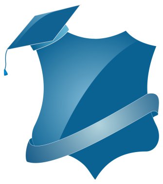 Heraldic shield with student's hat clipart